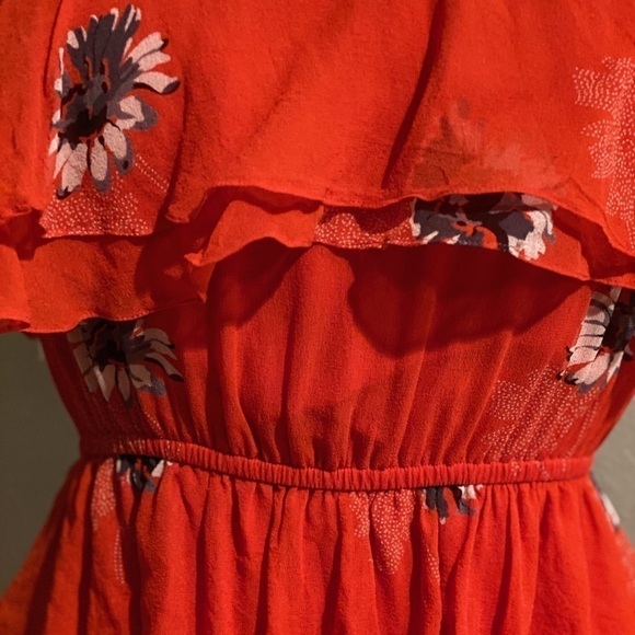 RebeccaTaylor Silk Red Floral Strapless Midi Dress - Picture 5 of 8